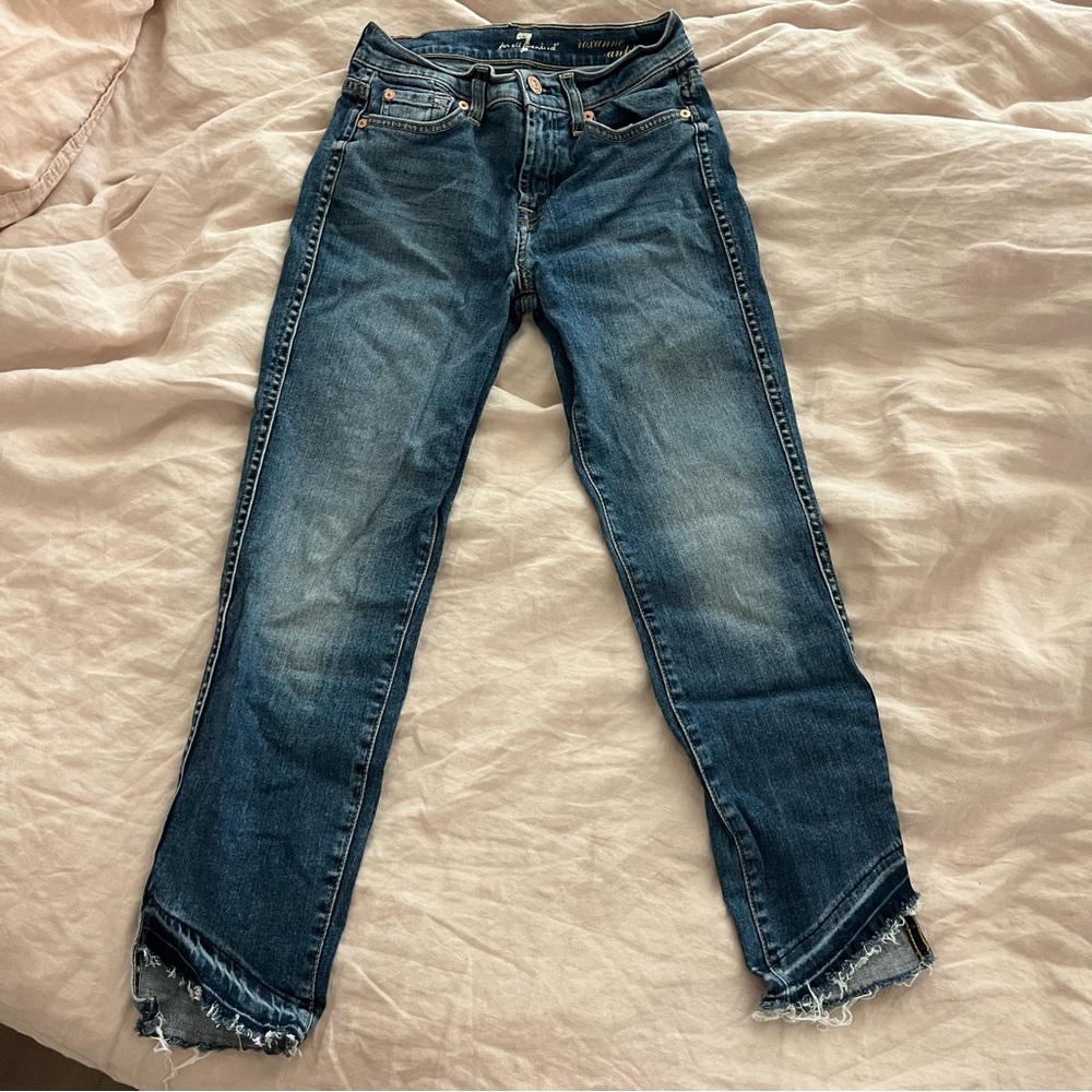 7 For All Mankind Blue Straight Leg Jeans Classic Style